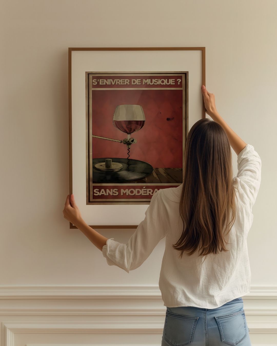 « S'enivrer de musique? Sans modération » — installation de l’œuvre dans un intérieur / artwork installation in a home