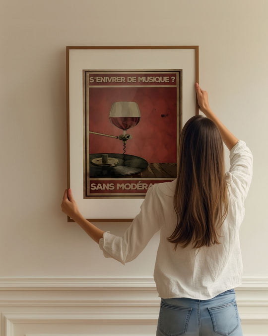 « S'enivrer de musique? Sans modération » — installation de l’œuvre dans un intérieur / artwork installation in a home