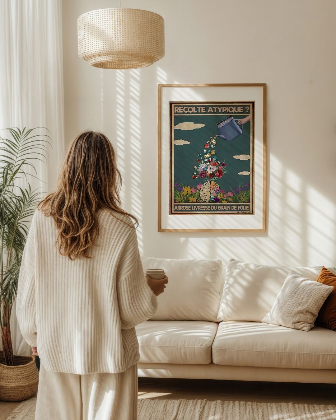 « Recolte atypique? Arrose livresse du grain de folie  » — échelle de l’œuvre dans un intérieur / artwork scale in a home