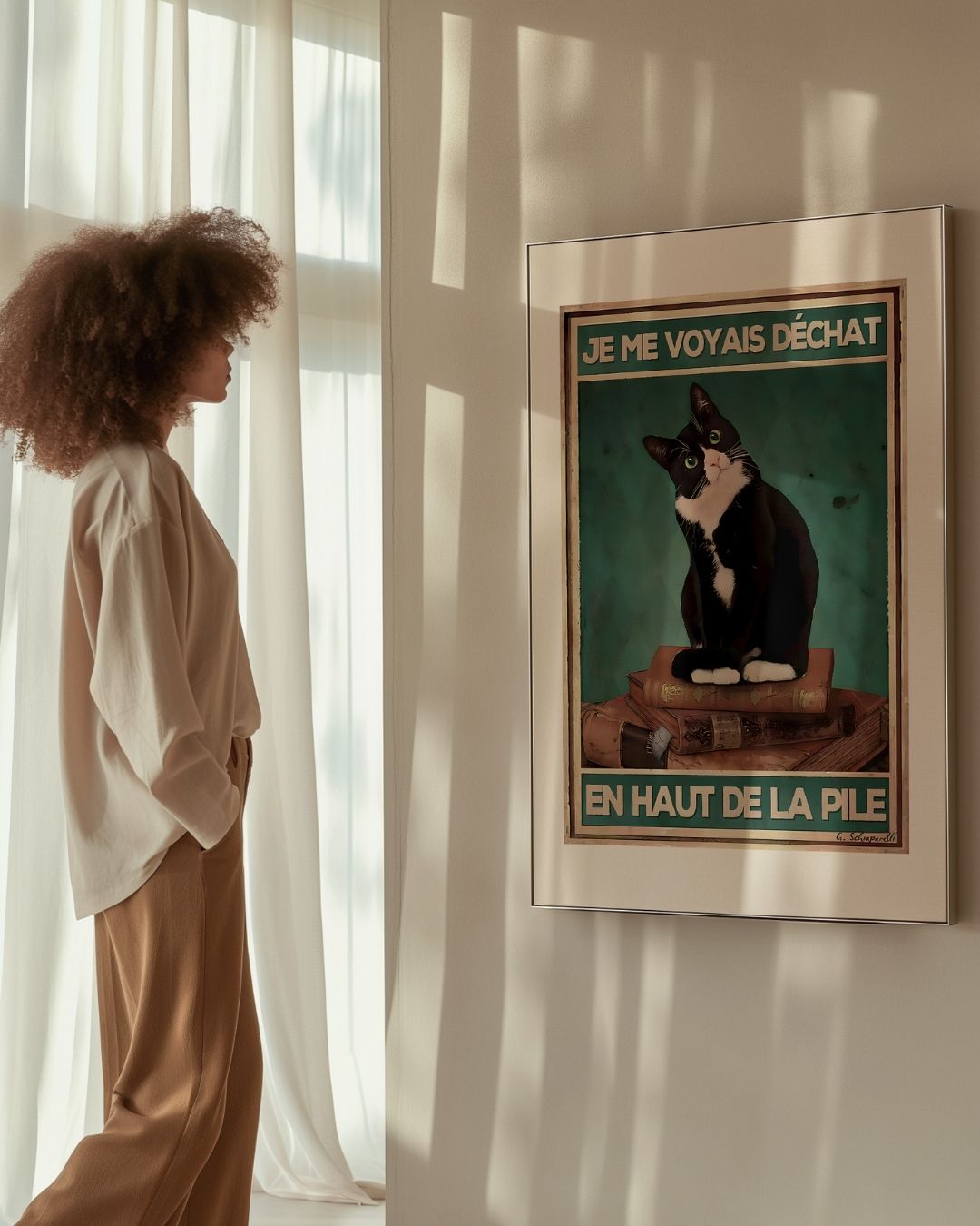 « Je me voyais déchat en haut de la pile » — échelle de l’œuvre dans un intérieur / artwork scale in a home