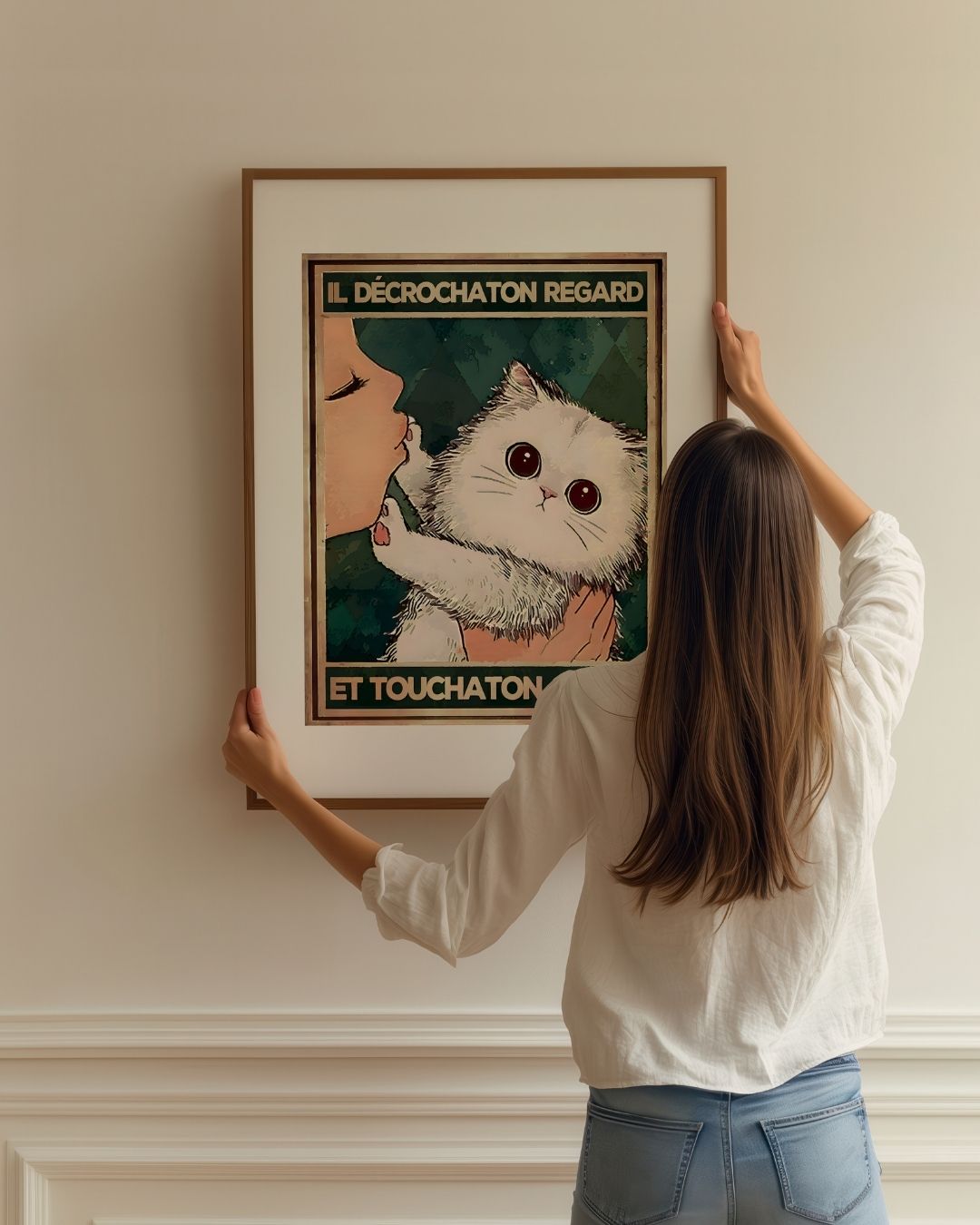 « Il décrochaton regard et touchaton coeur » — installation de l’œuvre dans un intérieur / artwork installation in a home