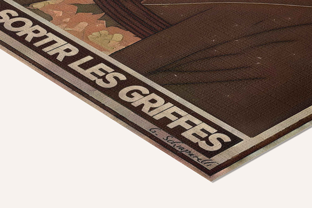 « Souffler sur le chaud sans sortir les griffes » — toile texturée, détail du coin inférieur droit