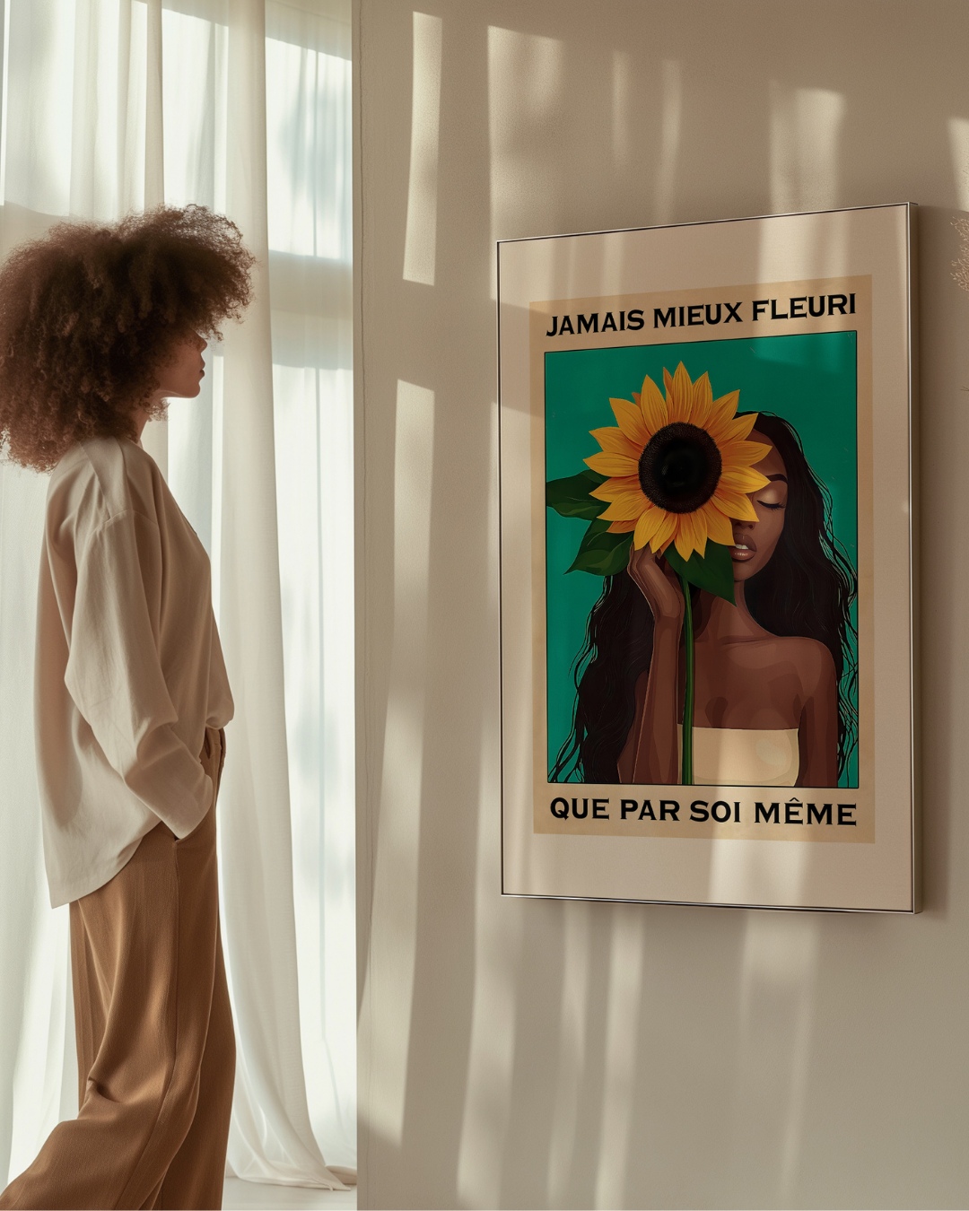 « Jamais mieux fleuri que par soi même » — échelle de l’œuvre dans un intérieur / artwork scale in a home