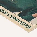 « Le monde est facile quand tu vises l'Univers » — toile texturée, détail du coin inférieur droit