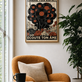 « Libère ton esprit, trouve ton âme — Atelier » — Art print encadré sous verre, mise en situation 2