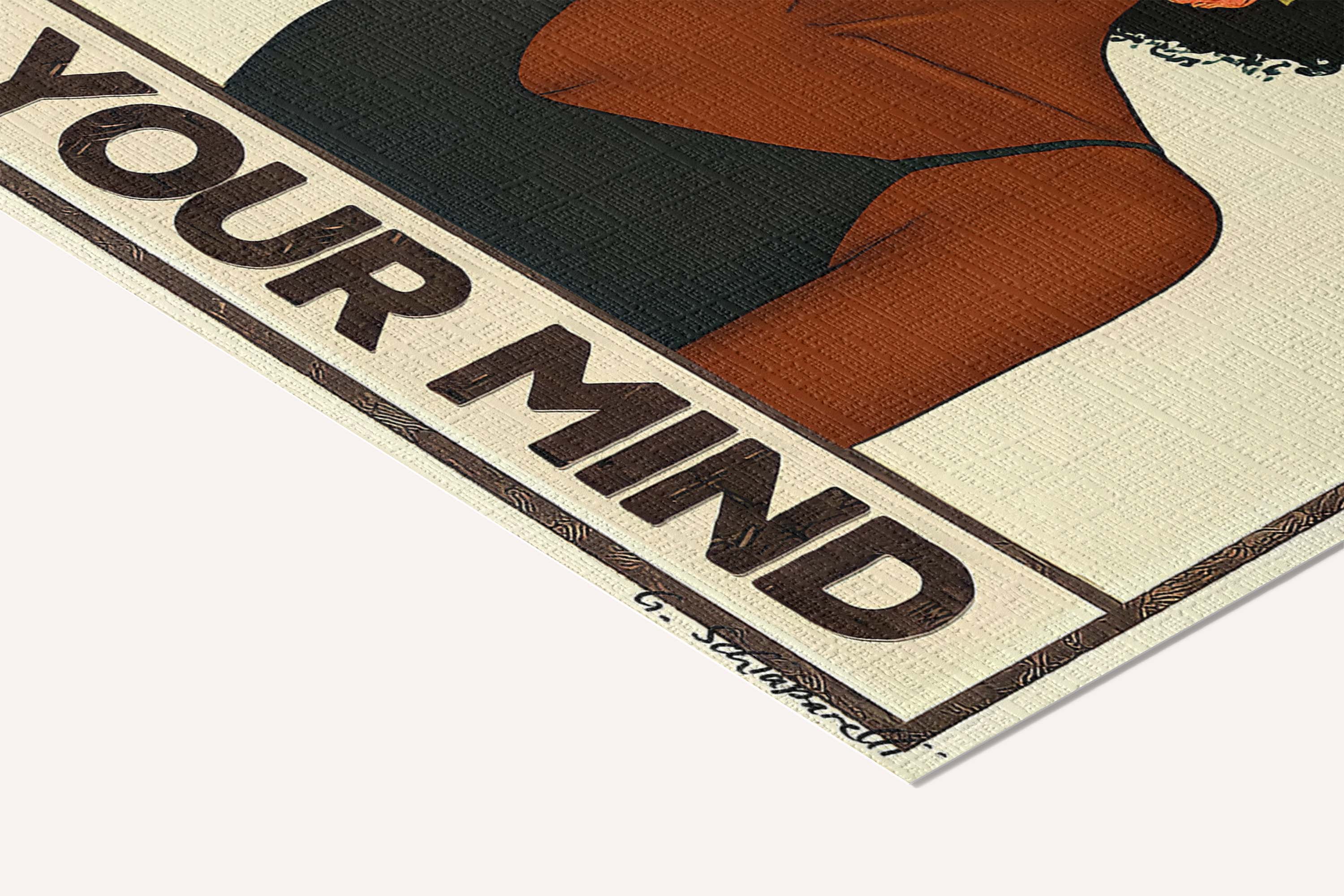 Be kind to your mind — Crème & Sable — cotton-linen canvas texture and fine corner detail