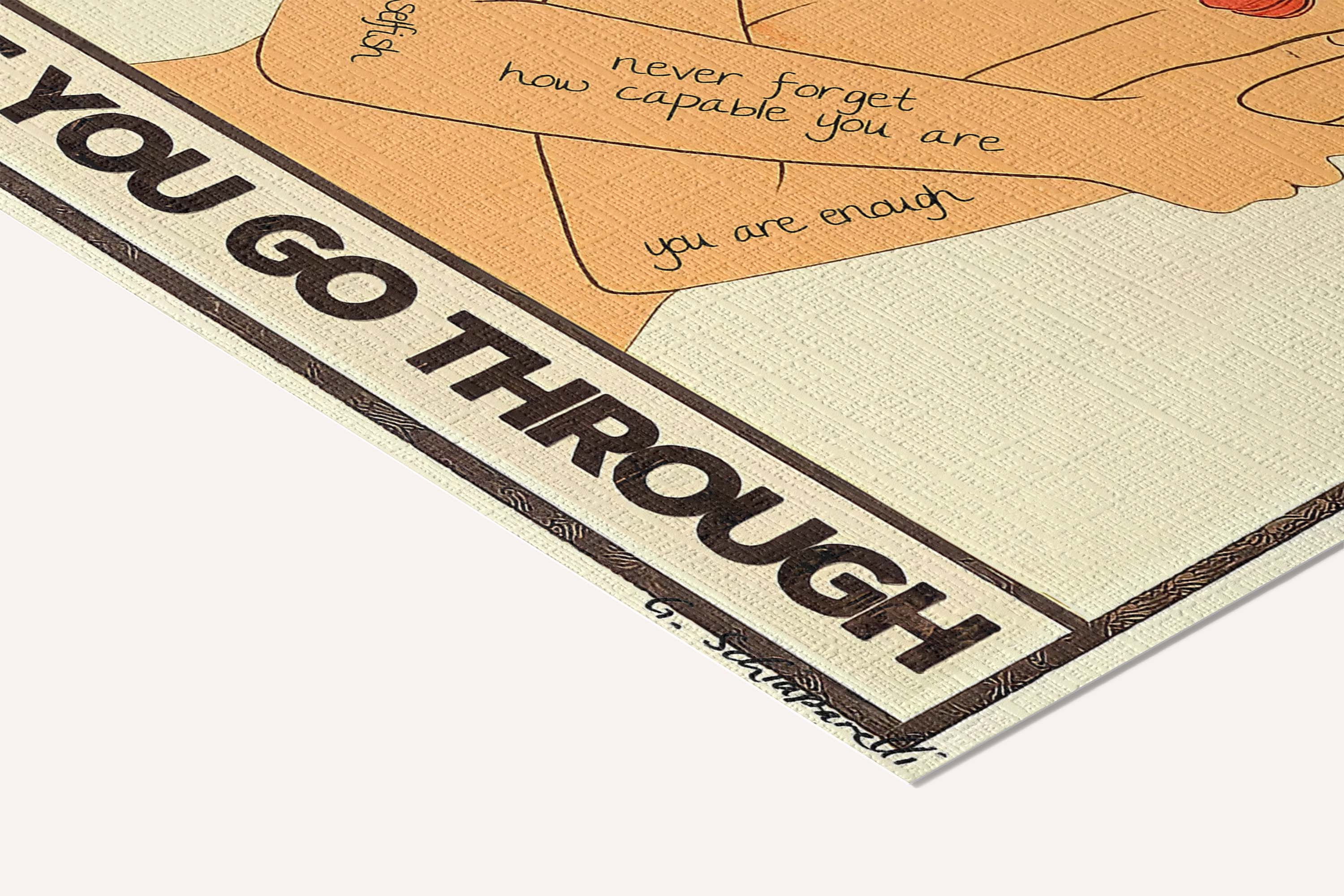 Grow through what you go through — Crème & Sable — cotton-linen canvas texture and fine corner detail