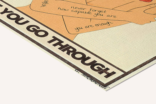 Grow through what you go through — Crème & Sable — cotton-linen canvas texture and fine corner detail