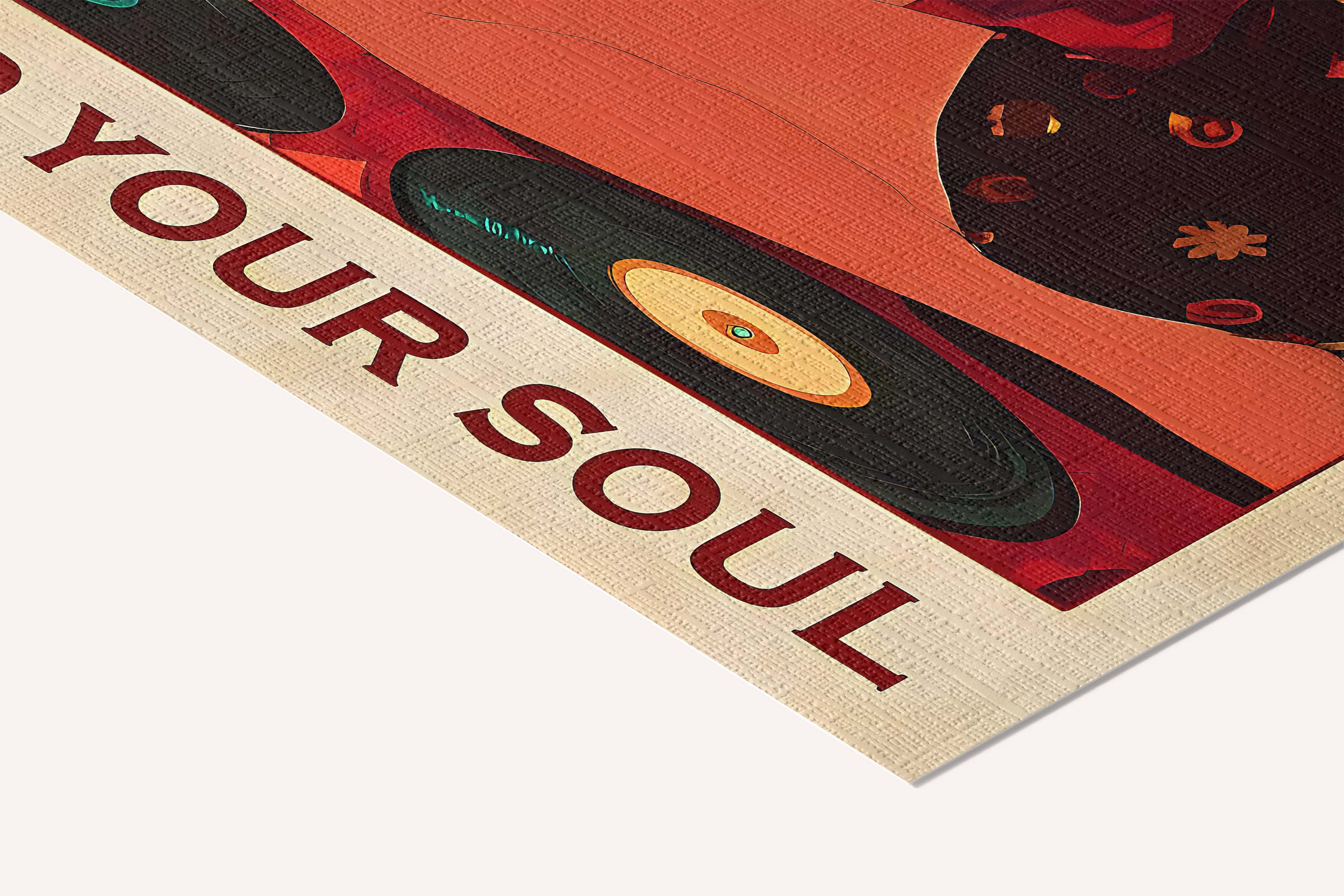 Lose your mind, find your soul — cotton-linen canvas texture and fine corner detail