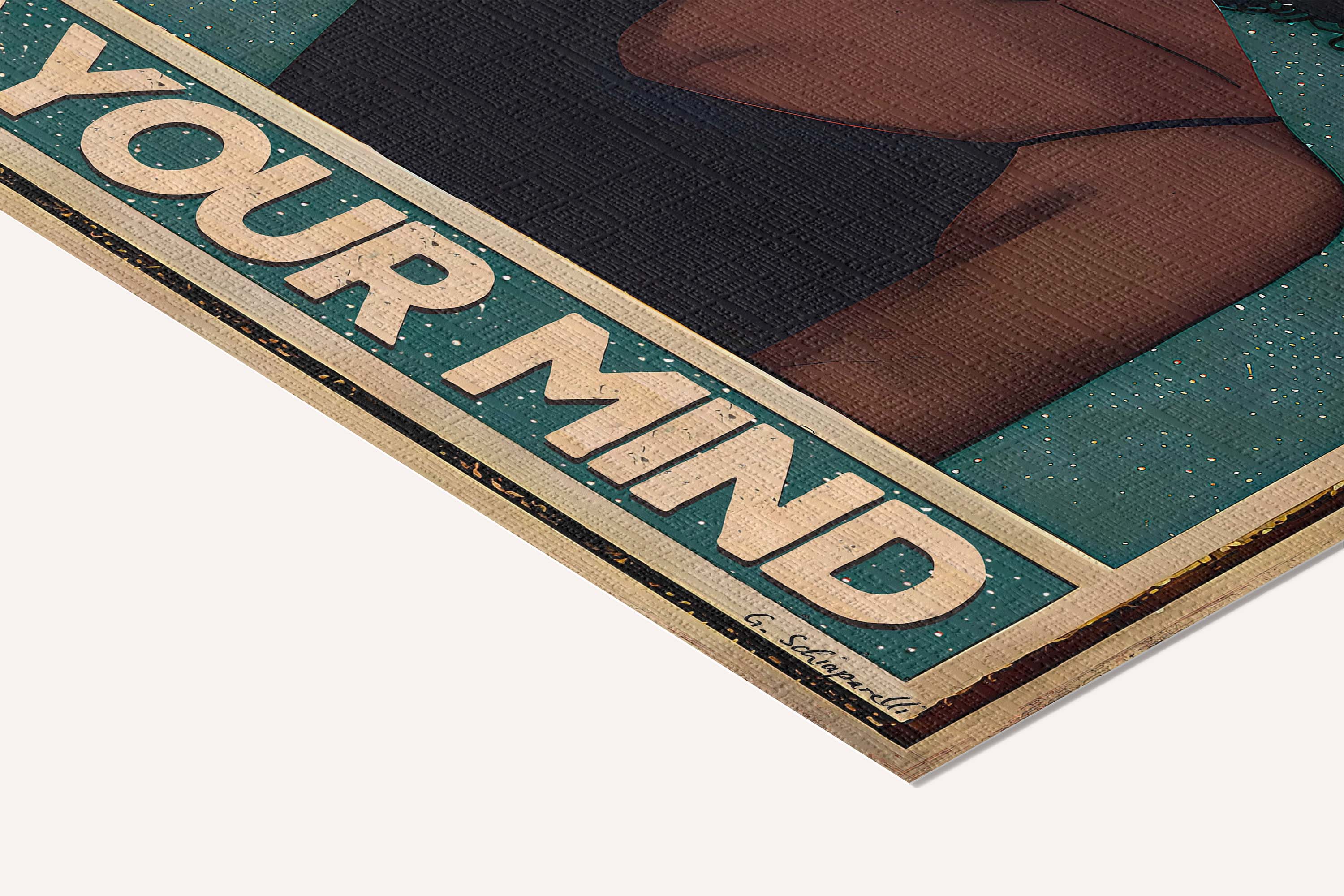 Be kind to your mind — cotton-linen canvas texture and fine corner detail