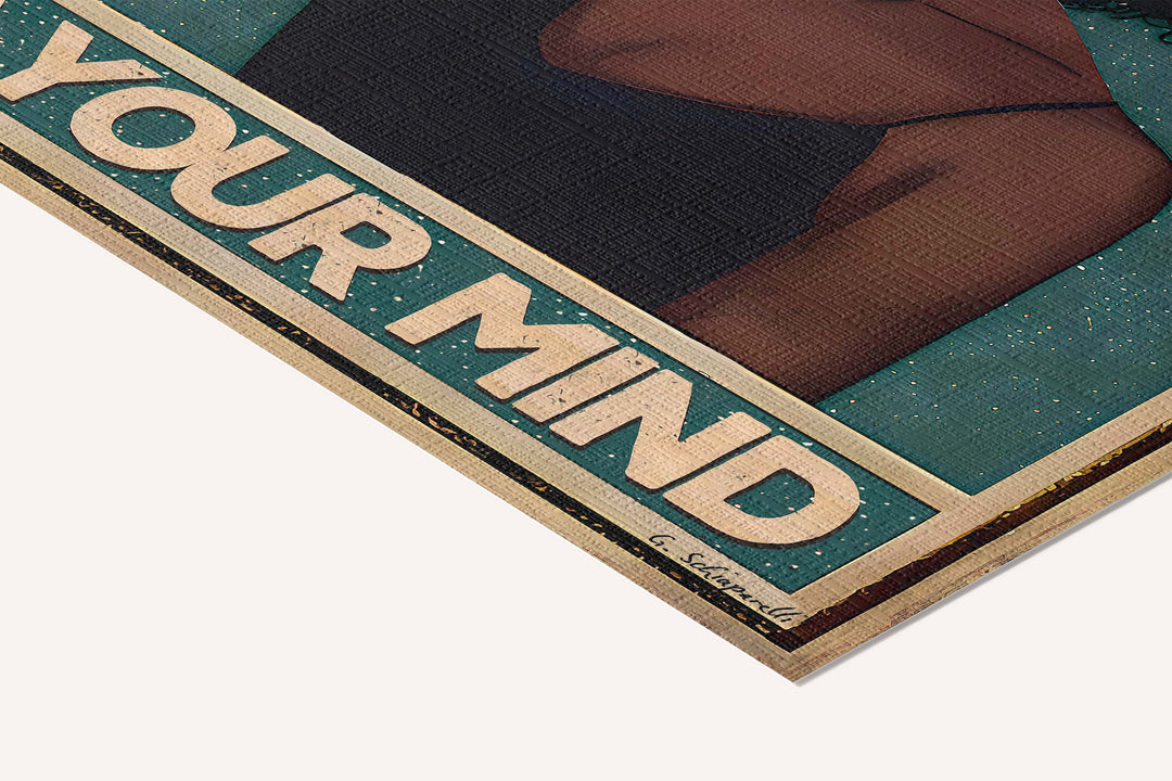 Be kind to your mind — cotton-linen canvas texture and fine corner detail