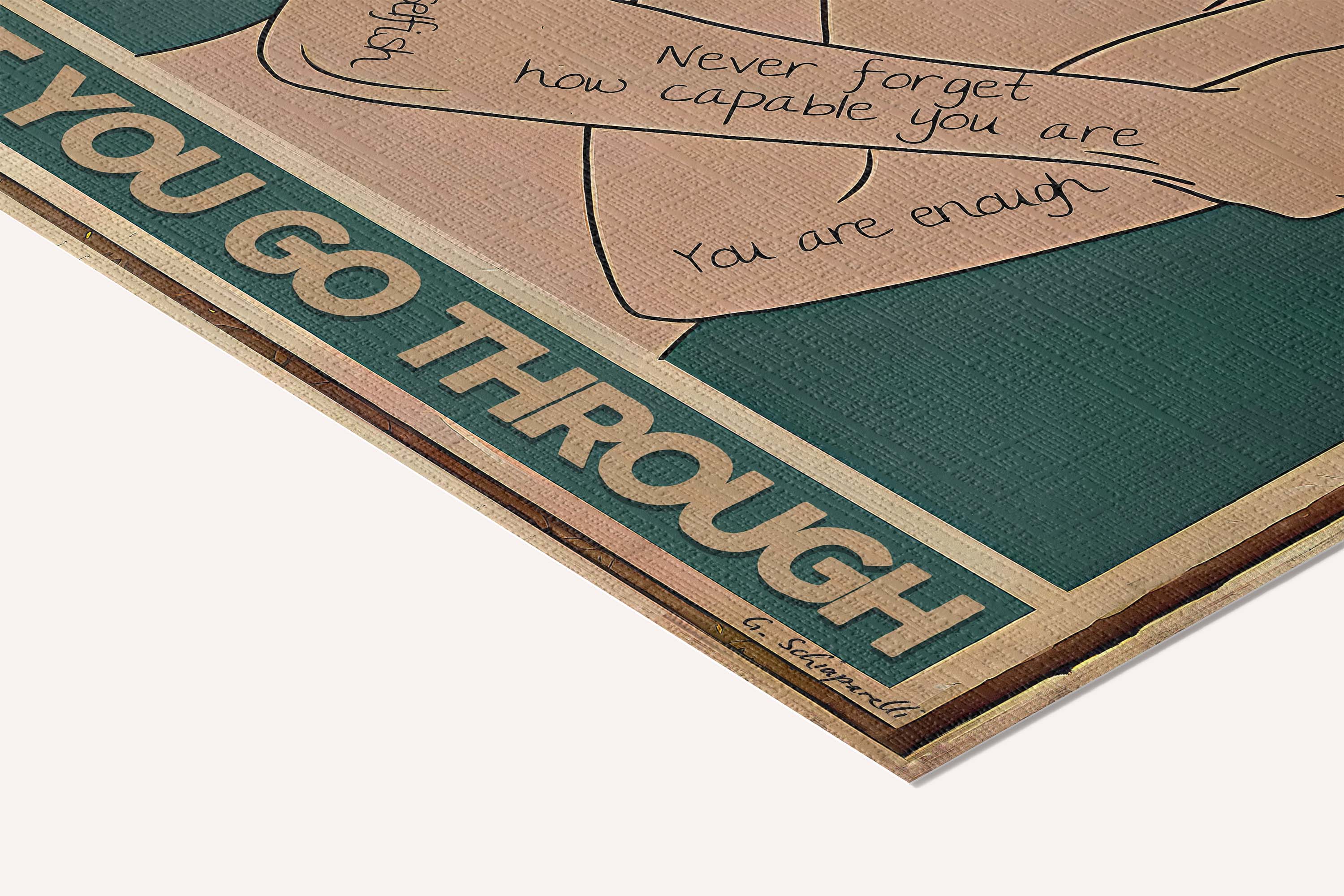Grow through what you go through — cotton-linen canvas texture and fine corner detail