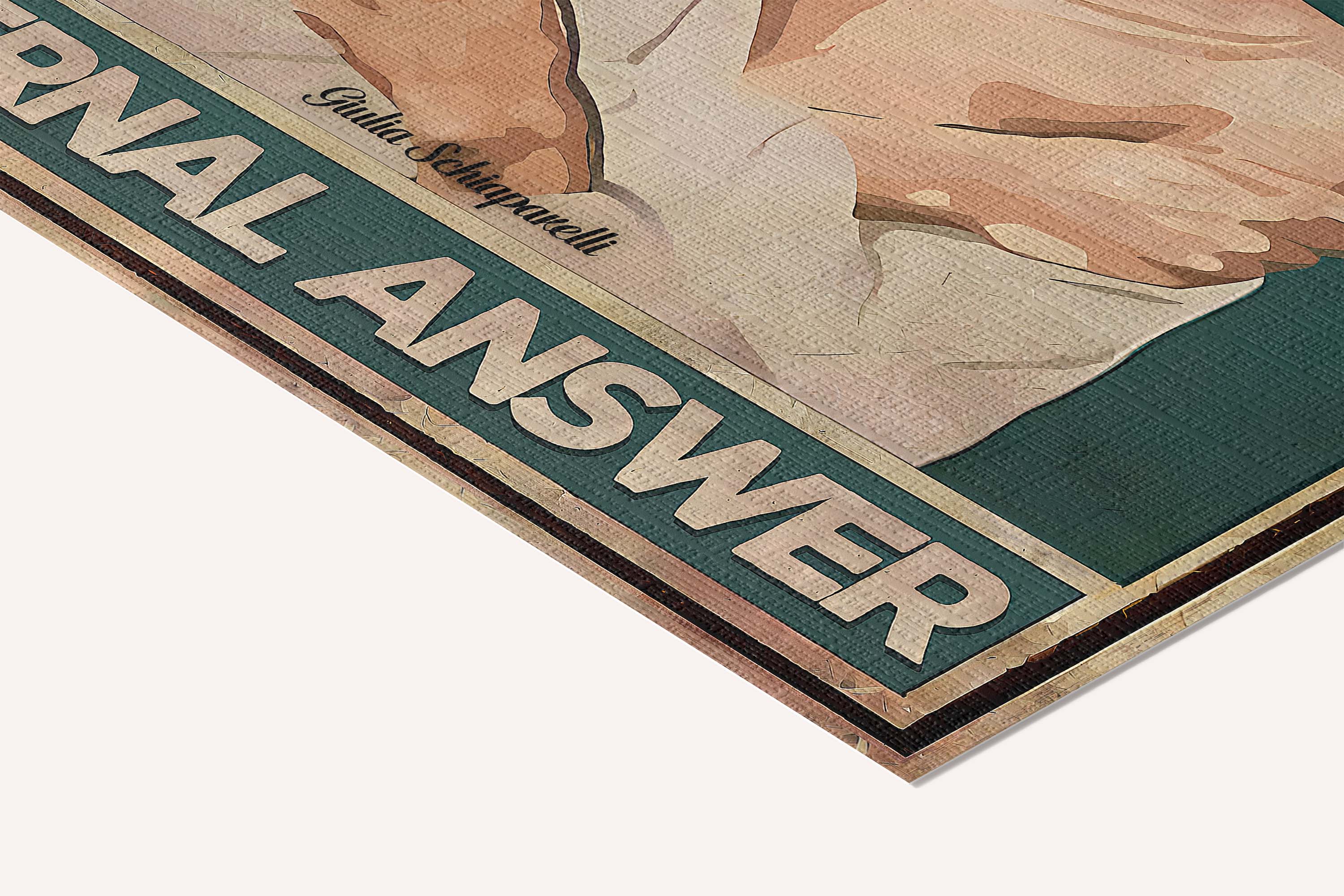 External question, Internal answer — cotton-linen canvas texture and fine corner detail
