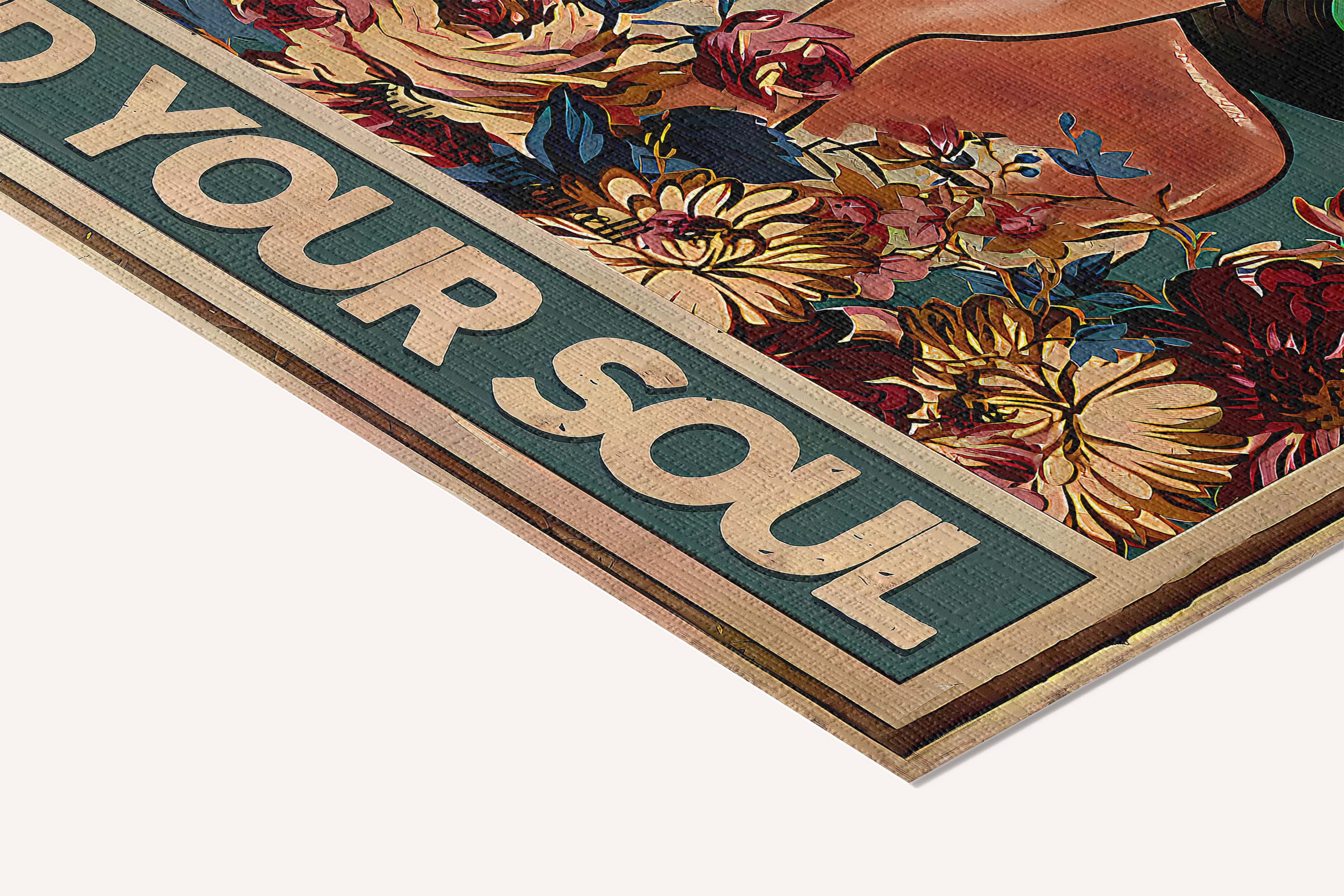 Lose your mind, find your soul — cotton-linen canvas texture and fine corner detail