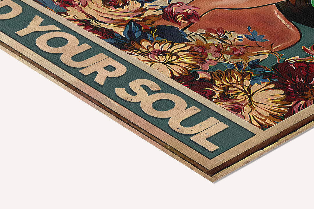 Lose your mind, find your soul — cotton-linen canvas texture and fine corner detail