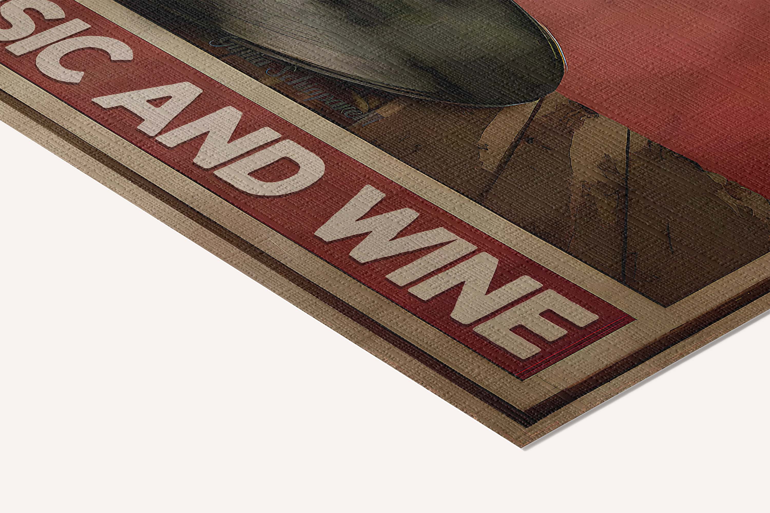 Easily distracted by music and wine — cotton-linen canvas texture and fine corner detail