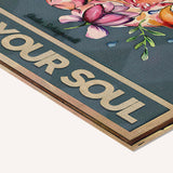 Water your mind grow your soul — cotton-linen canvas texture and fine corner detail