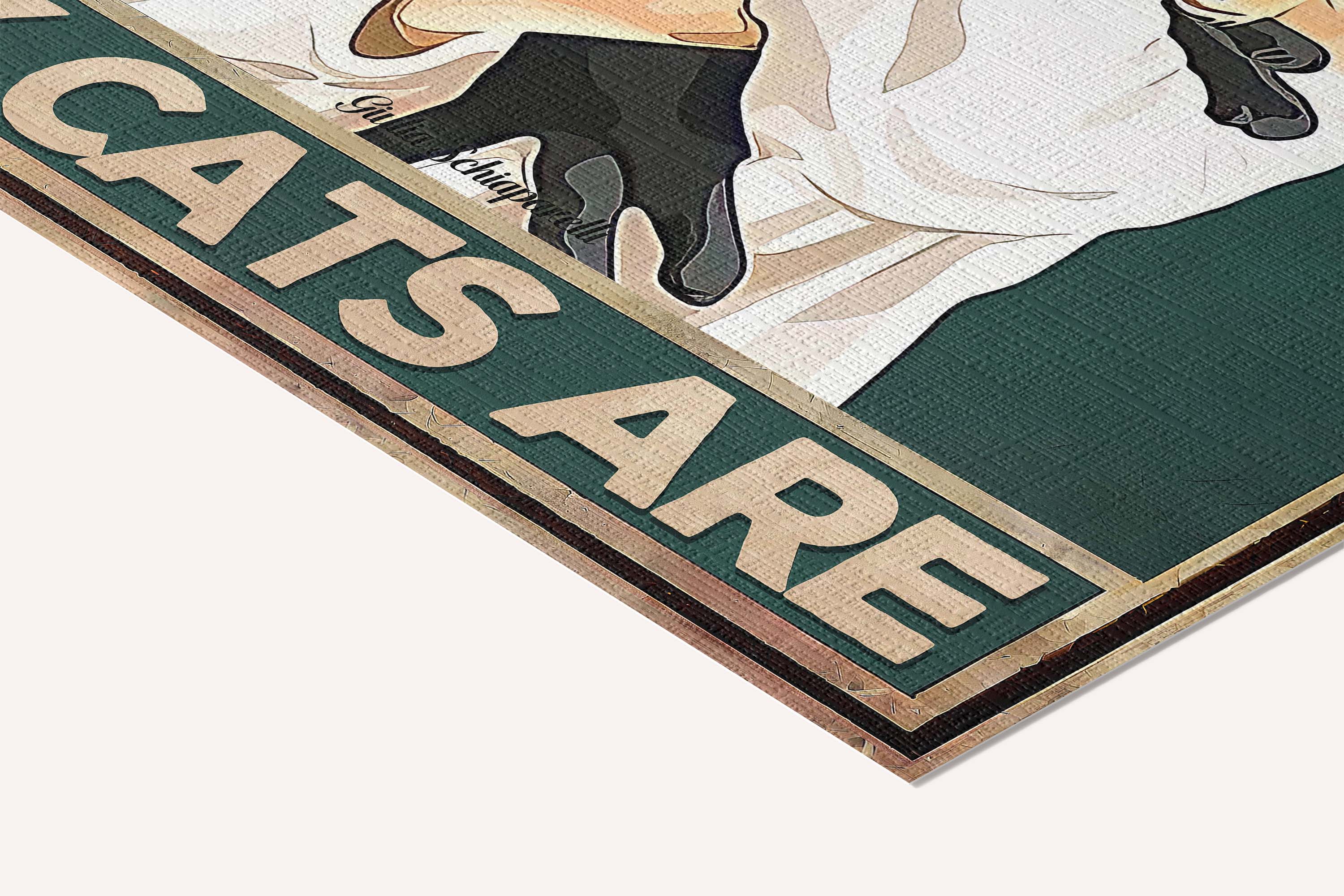 Home is where my cats are — cotton-linen canvas texture and fine corner detail