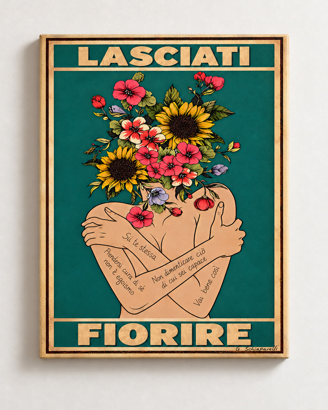 Lasciati fiorire – illustrazione con testo in italiano, immagine 1