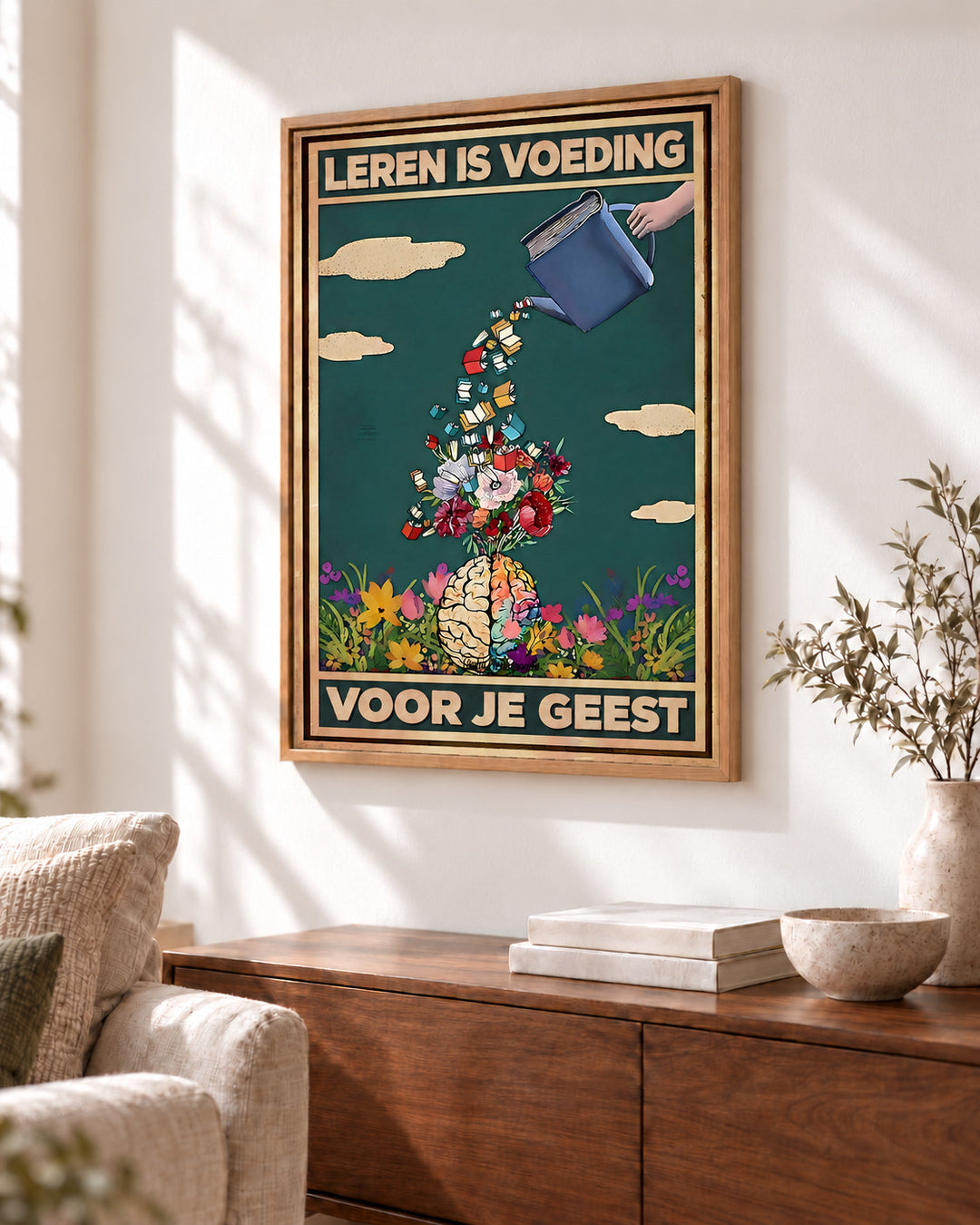 Leren is voeding voor je geest — Decoratieve lijst en interieur niet inbegrepen