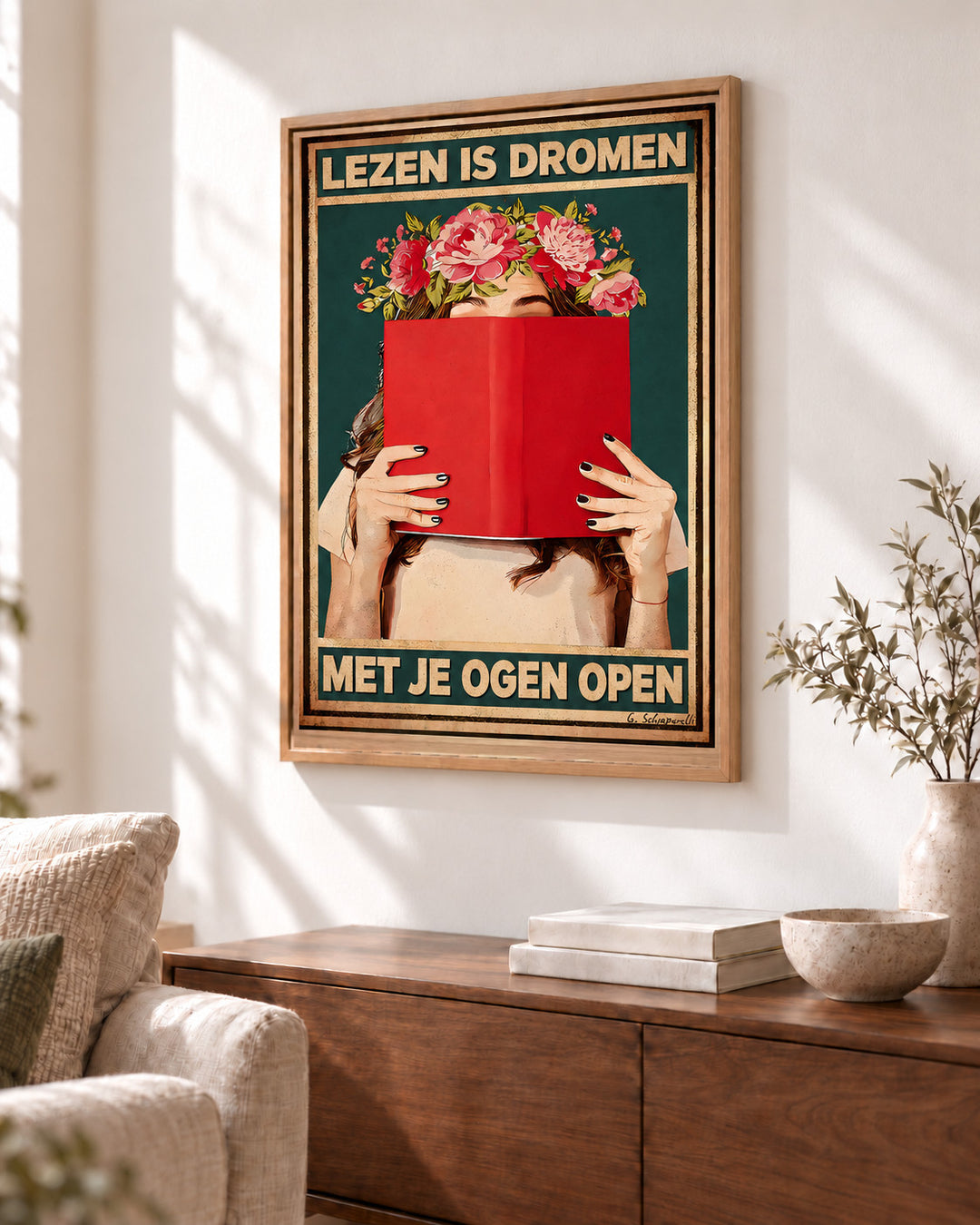 Lezen is dromen met je ogen open — Decoratieve lijst en interieur niet inbegrepen