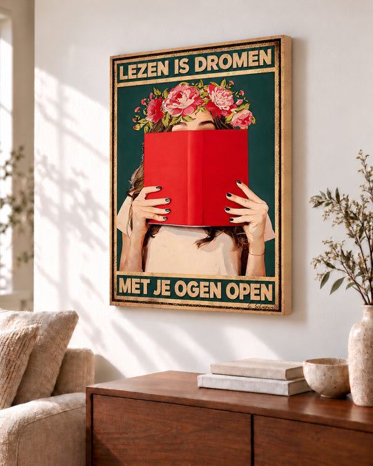 Lezen is dromen met je ogen open — Decoratieve lijst en interieur niet inbegrepen