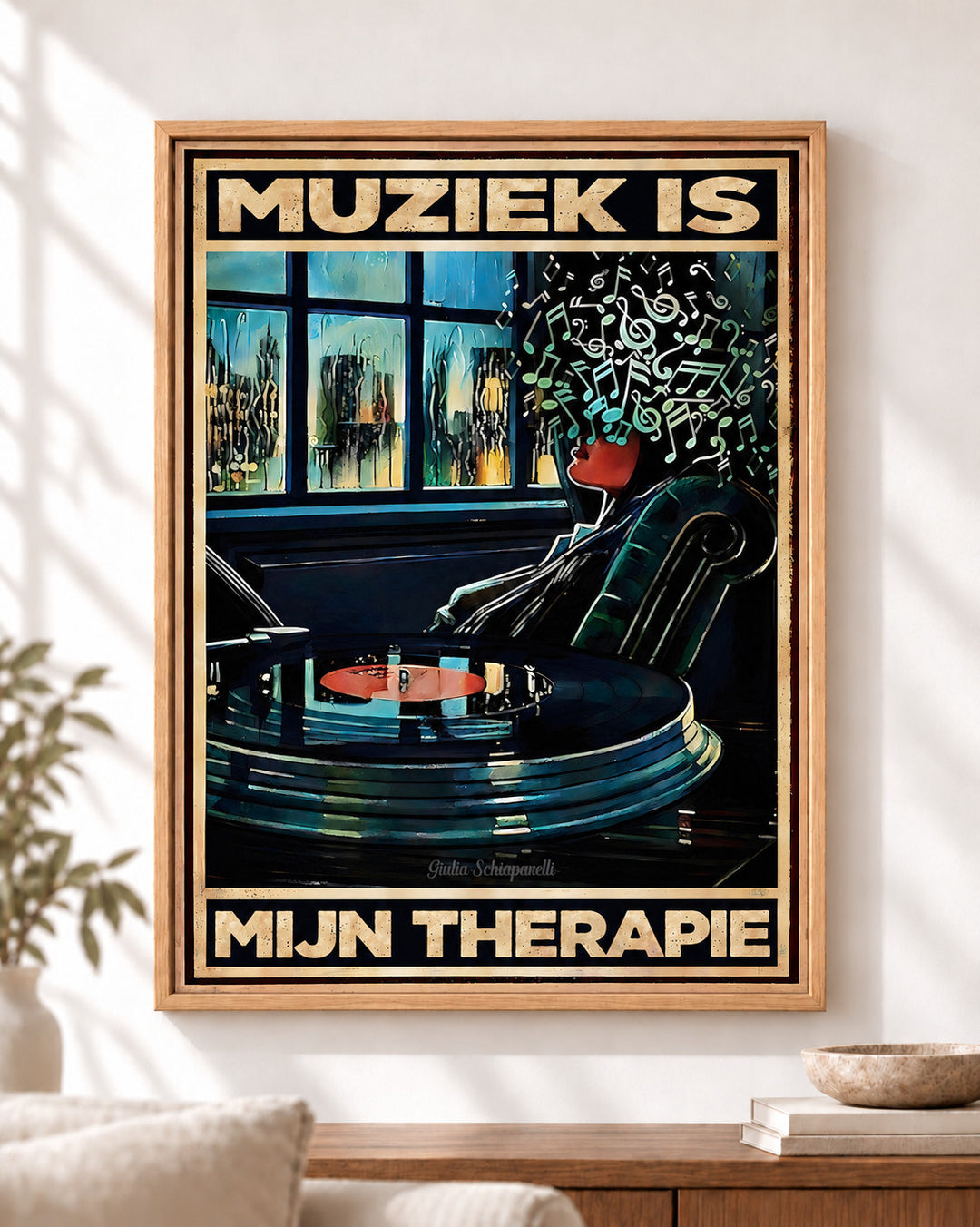 Muziek is mijn therapie — Decoratieve lijst en interieur niet inbegrepen