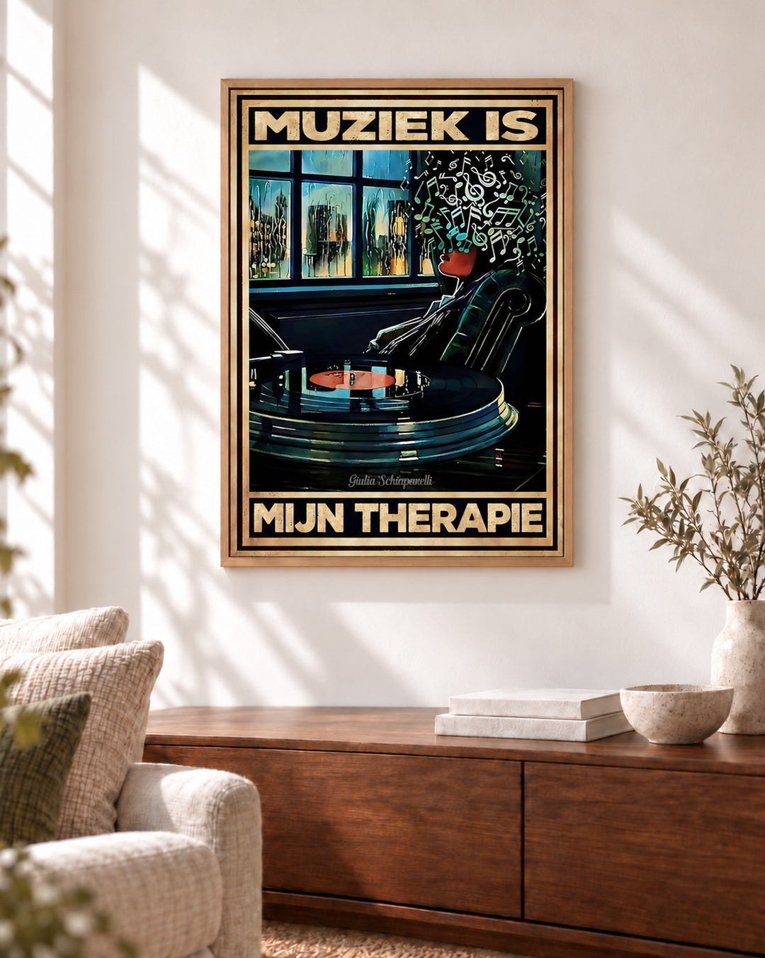 Muziek is mijn therapie — Decoratieve lijst en interieur niet inbegrepen