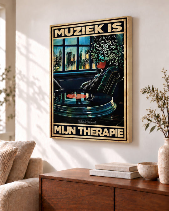 Muziek is mijn therapie — Decoratieve lijst en interieur niet inbegrepen