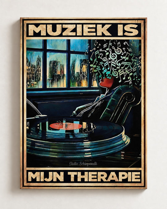 Muziek is mijn therapie — Decoratieve lijst en interieur niet inbegrepen