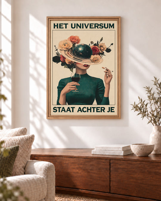 Het universum staat achter je — Planetair portret — Decoratieve lijst en interieur niet inbegrepen