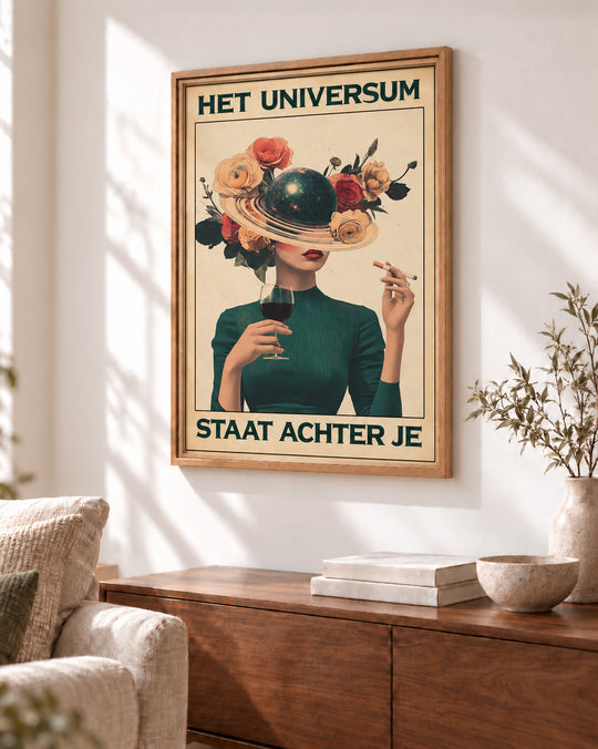 Het universum staat achter je — Planetair portret — Decoratieve lijst en interieur niet inbegrepen