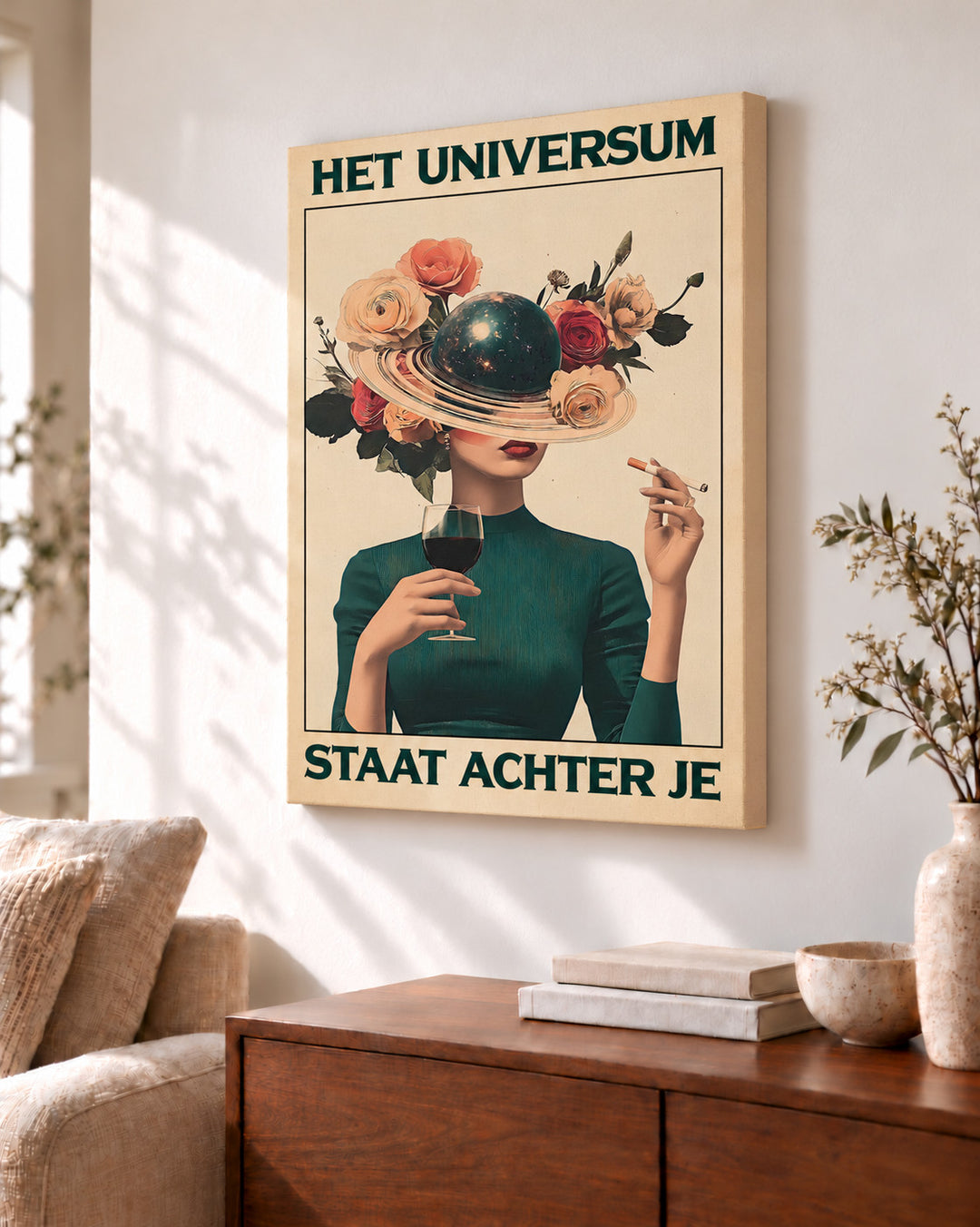 Het universum staat achter je — Planetair portret — Decoratieve lijst en interieur niet inbegrepen