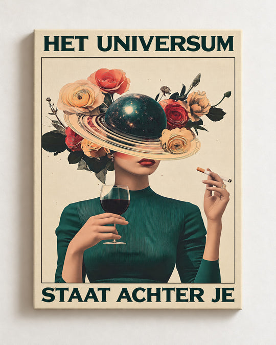 Het universum staat achter je — Planetair portret — Decoratieve lijst en interieur niet inbegrepen