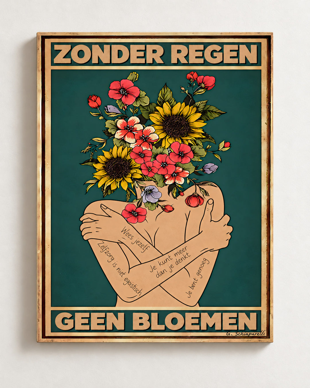 Zonder regen geen bloemen — Decoratieve lijst en interieur niet inbegrepen