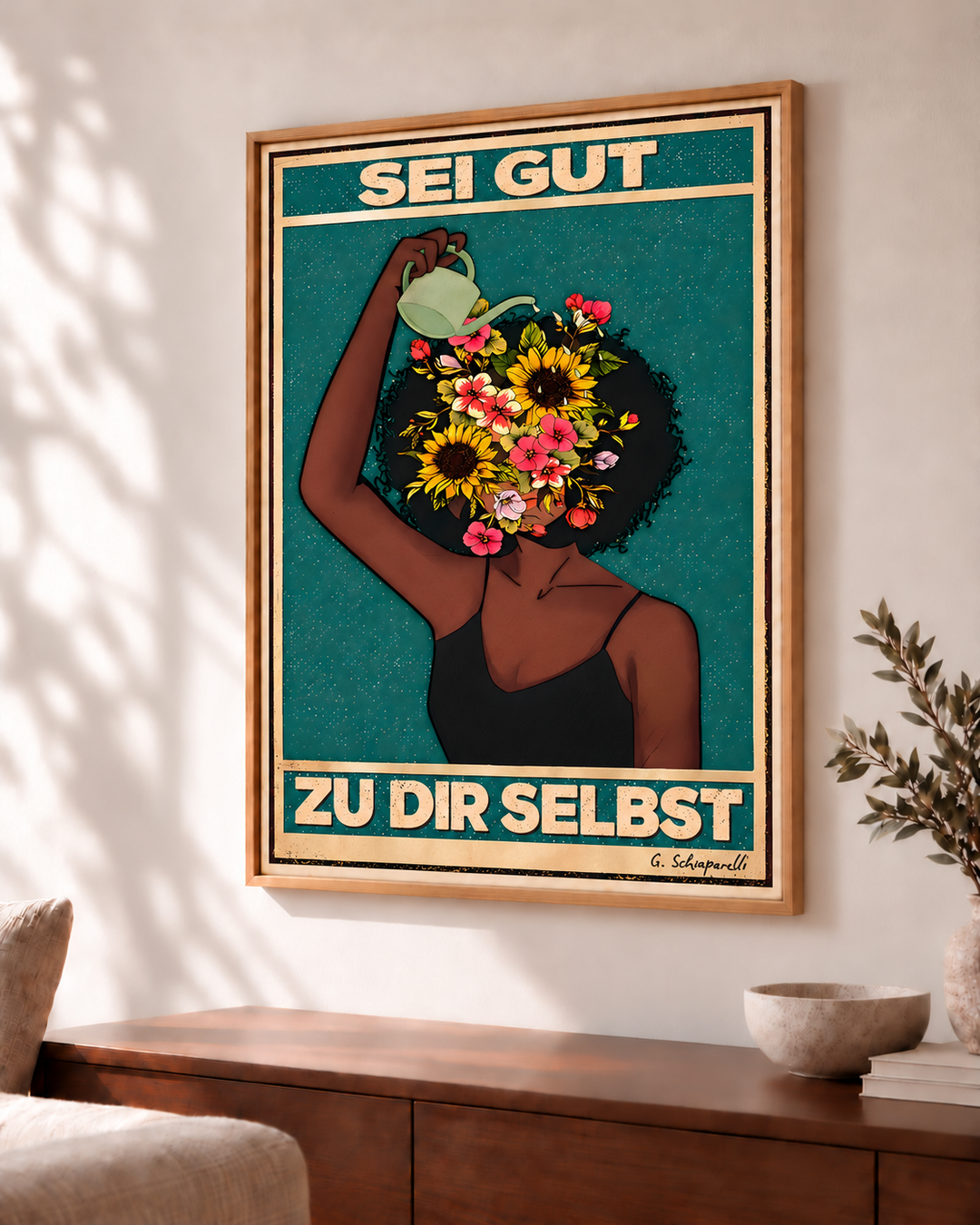 Sei gut zu dir selbst – Wohnbeispiel (Dekorationsrahmen nicht enthalten)