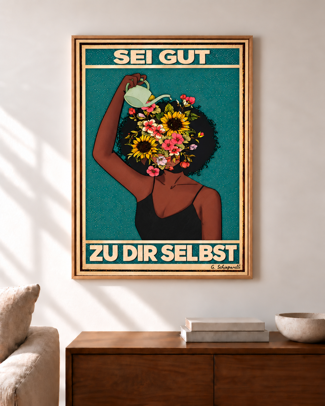 Sei gut zu dir selbst – Wohnbeispiel (Dekorationsrahmen nicht enthalten)