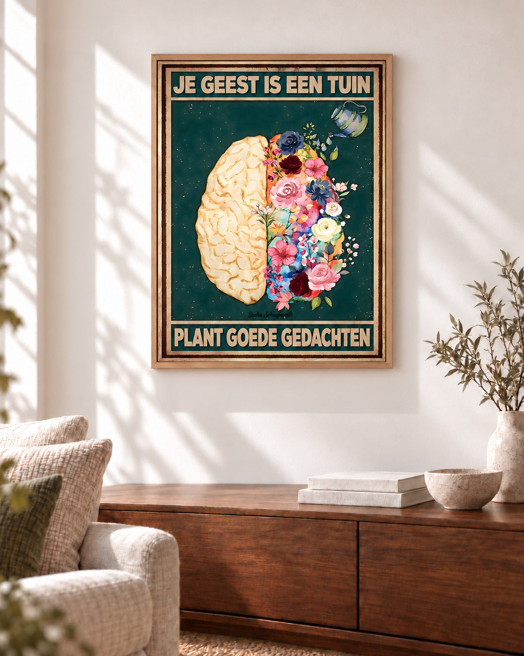 Je geest is een tuin. Plant goede gedachten — Decoratieve lijst en interieur niet inbegrepen