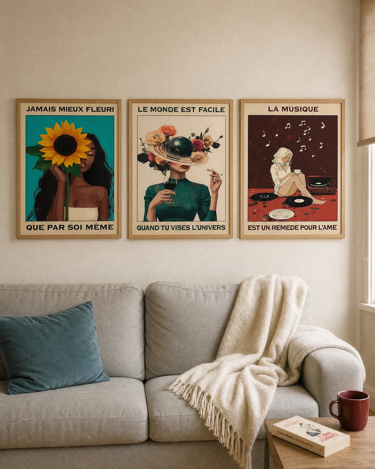 Univers et floraison — Nude — suggestion de présentation, cadres non inclus