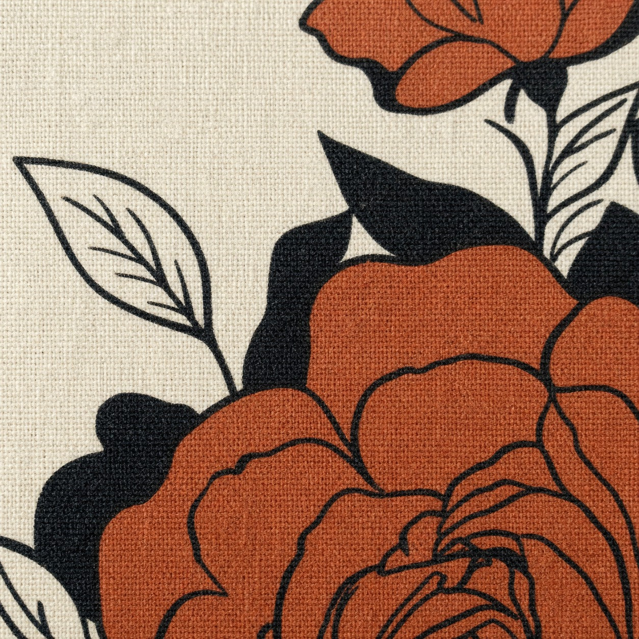 Macro extrême du motif Atelier imprimé dans la trame de la toile