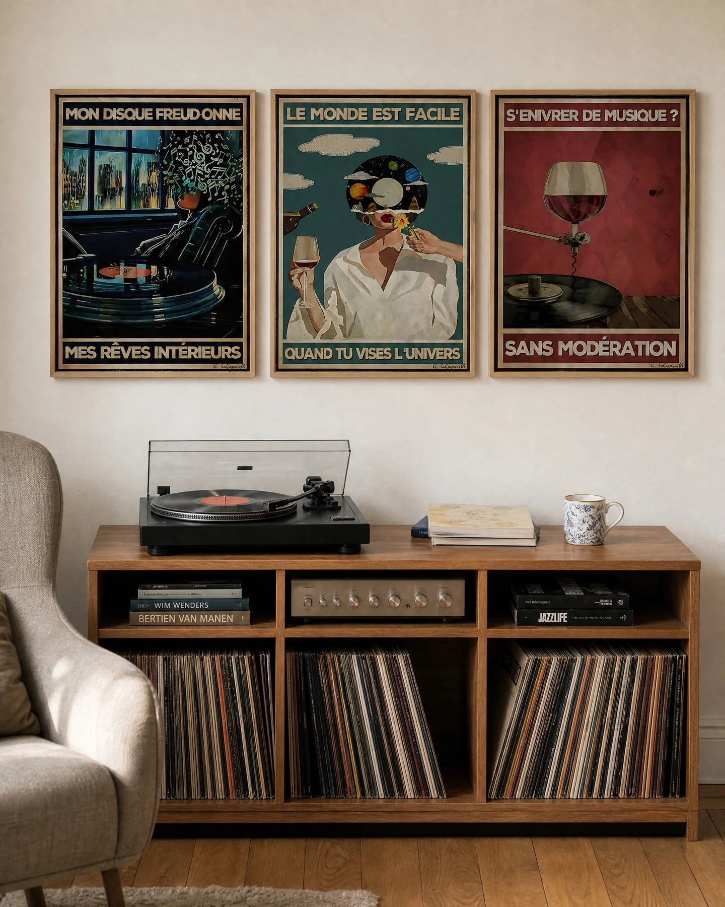 Univers et musique — Vintage — suggestion de présentation, cadres non inclus